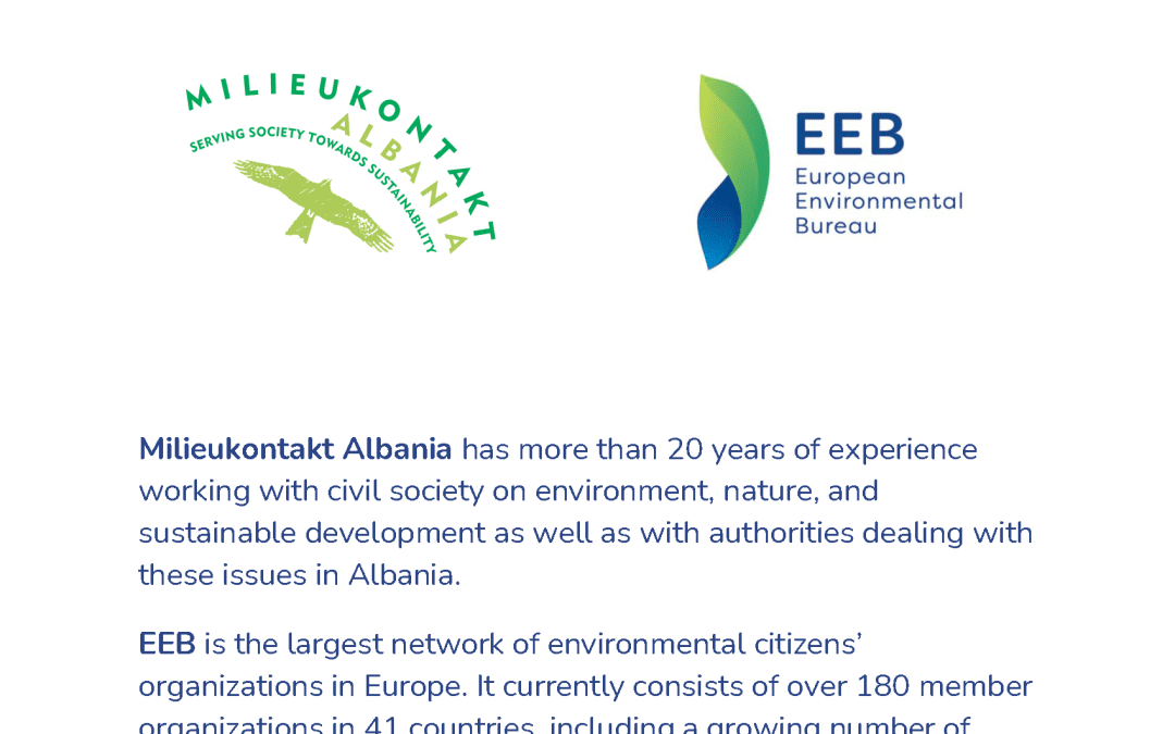 Milieukontakt Shqipëri bëhet anëtar i plotë i rrjetit EEB