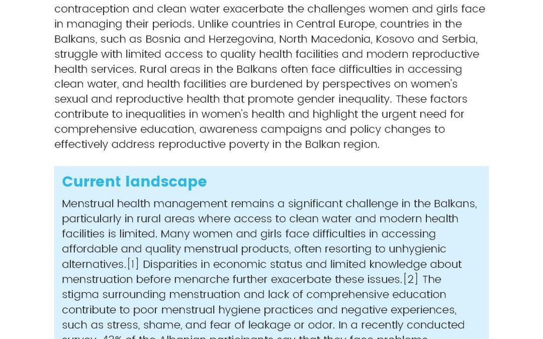 MENSTRUAL POVERTY AND PRODUCTS – RECOMMENDATIONS FOR ACTION