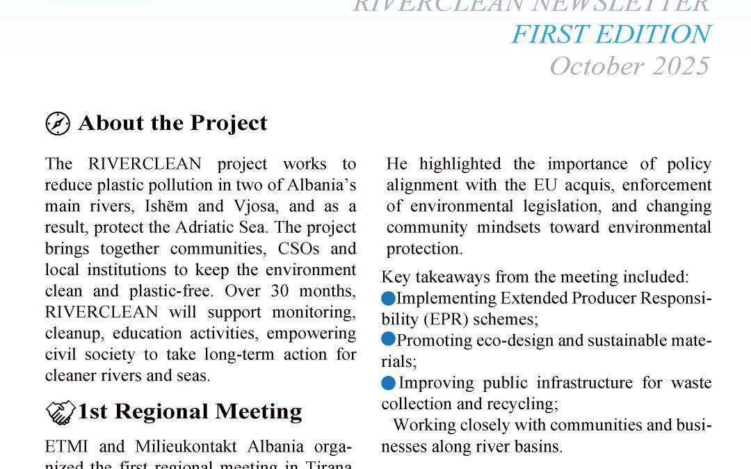 RIVERCLEAN NEWSLETTER – FIRST EDITION