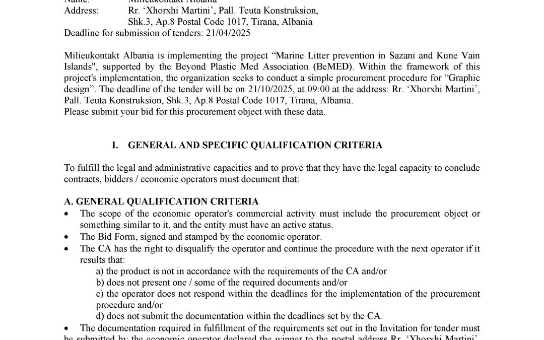 INVITATION FOR TENDER